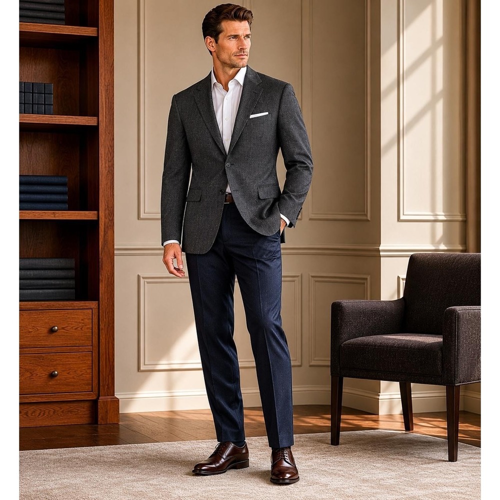 HICKEY FREEMAN‎ LORO PIANA Wool Sport Coat Blazer Gray 42L 120S USA MADE UNITE